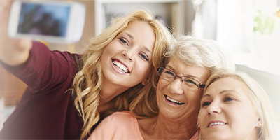 Three Women Taking a Selfie